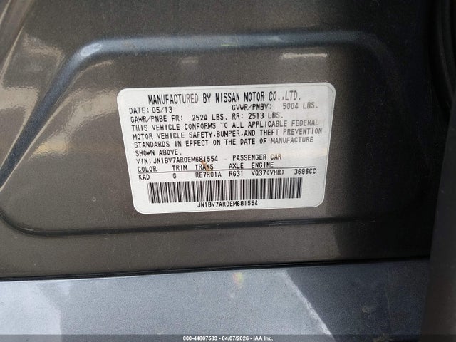 44807583 :رقم المزاد ، JN1BV7AR0EM681554 vin ، 2014 Infiniti Q50 Premium مزاد بيع