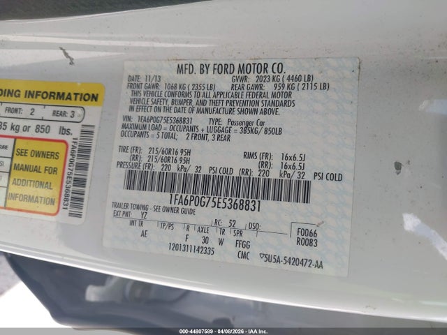 Ford FUSION S 2014 1FA6P0G75E5368831 Image 9
