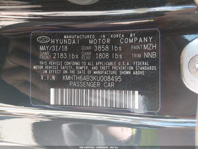 Aukcja sprzedaży 2019 Hyundai Veloster Turbo, vin: KMHTH6AB3KU008495, numer aukcji: 44807624