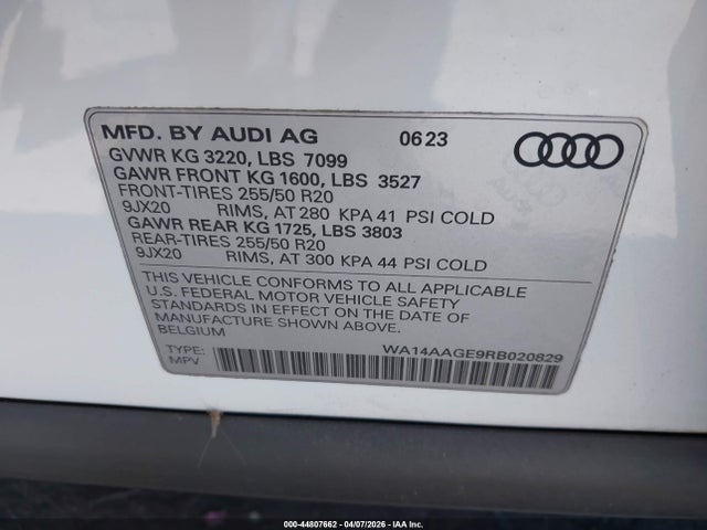 WA14AAGE9RB020829 Audi Q8 E-tron Premium Quattro