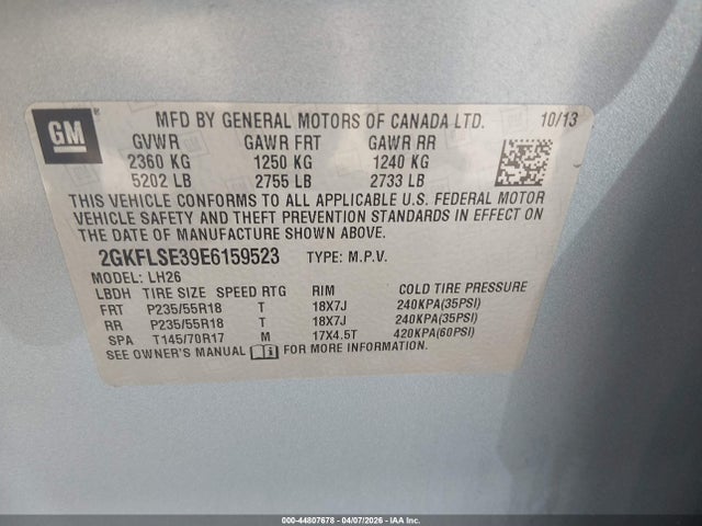 Продаж на аукціоні авто 2014 Gmc Terrain Slt-1, vin: 2GKFLSE39E6159523, номер лоту: 44807678