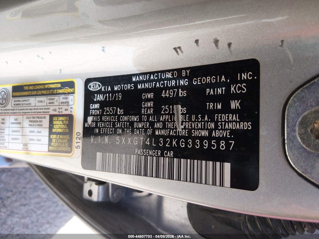 5XXGT4L32KG339587 KIA Optima Lx