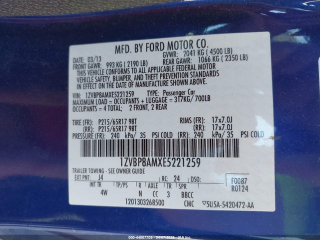 1ZVBP8AMXE5221259 Ford Mustang V6 Premium