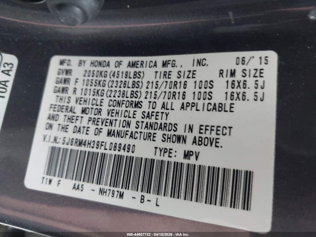 5J6RM4H39FL089490 Honda CR-V LX