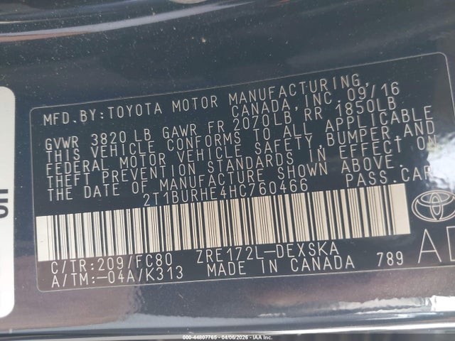 2017 TOYOTA COROLLA 2T1BURHE4HC760466 Photo 8