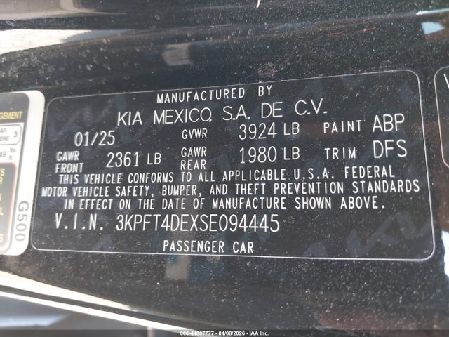 Продаж на аукціоні авто 2025 Kia K4 Lxs, vin: 3KPFT4DEXSE094445, номер лоту: 44807777