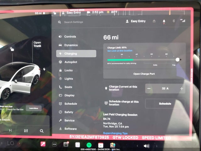 Aukcja sprzedaży 2021 Tesla Model 3 Standard Range Plus Rear-wheel Drive, vin: 5YJ3E1EA2MF873925, numer aukcji: 44807800