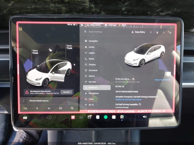 Aukcja sprzedaży 2021 Tesla Model 3 Standard Range Plus Rear-wheel Drive, vin: 5YJ3E1EA2MF873925, numer aukcji: 44807800