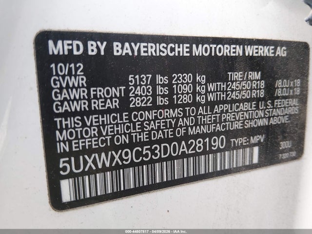 2013 BMW X3 5UXWX9C53D0A28190 Photo 8