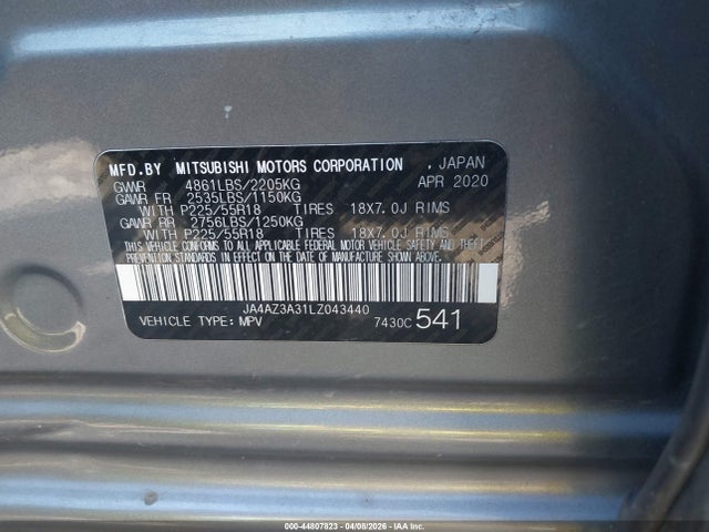 2020 MITSUBISHI OUTLANDER JA4AZ3A31LZ043440 Photo 8