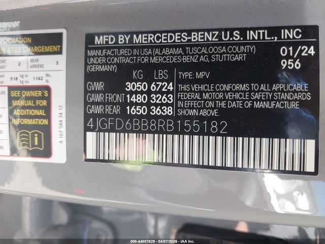 44807829 :رقم المزاد ، 4JGFD6BB8RB155182 vin ، 2024 Mercedes-benz Amg Gle 53 Coupe 4matic+ مزاد بيع