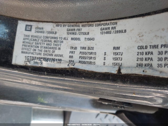 Продаж на аукціоні авто 2005 Gmc Canyon Sle, vin: 1GTDT136358126120, номер лоту: 44807832