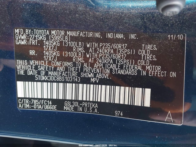 2011 TOYOTA SIENNA 5TDKK3DC8BS103143 Photo 8