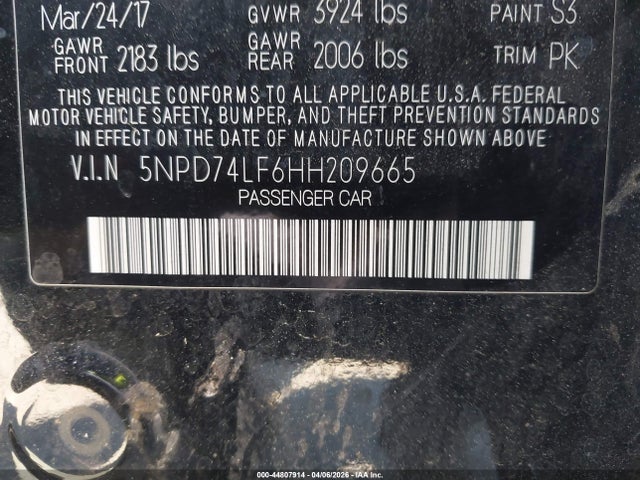 2017 HYUNDAI ELANTRA 5NPD74LF6HH209665 Photo 8