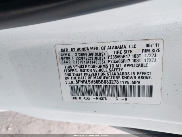 2011 HONDA ODYSSEY 5FNRL5H66BB083278 Photo 8