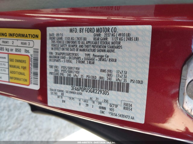Ford Fusion Energi Se Luxury 2016 3FA6P0PU5GR229305 Image 9