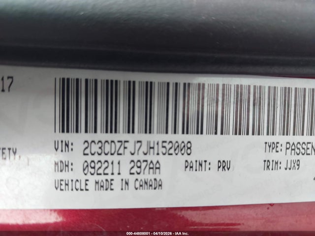 2018 Dodge Challenger R/t 392 მანქანა იყიდება აუქციონზე, vin: 2C3CDZFJ7JH152008, აუქციონის ნომერი: 44808001
