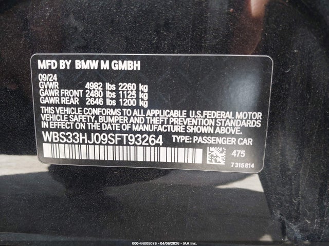 WBS33HJ09SFT93264 BMW M3 Competition Xdrive