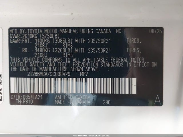 Продаж на аукціоні авто 2025 Lexus Rx 350h Luxury, vin: 2T2BBMCA7SC098429, номер лоту: 44808089