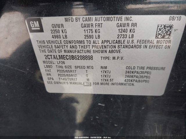 Продаж на аукціоні авто 2011 Gmc Terrain Sle-1, vin: 2CTALMEC0B6208898, номер лоту: 44808094