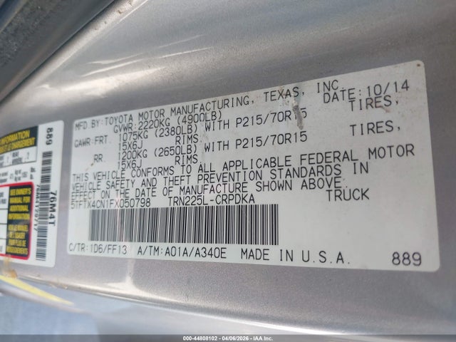 Toyota Tacoma 2015 5TFTX4CN1FX050798 Image 9
