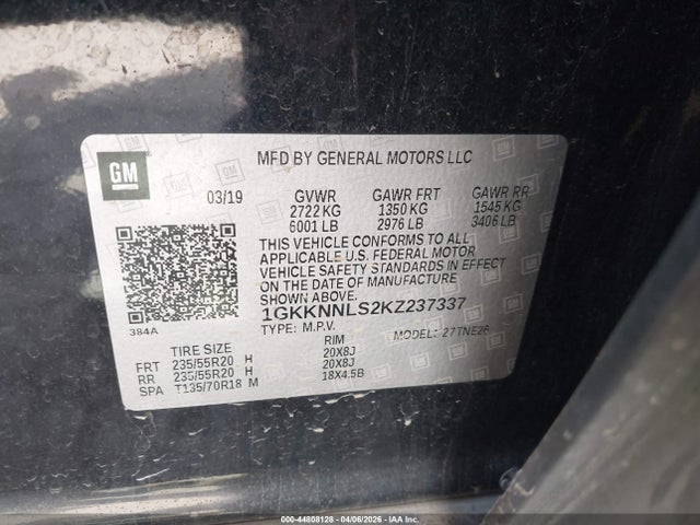 1GKKNNLS2KZ237337 GMC Acadia Slt-2