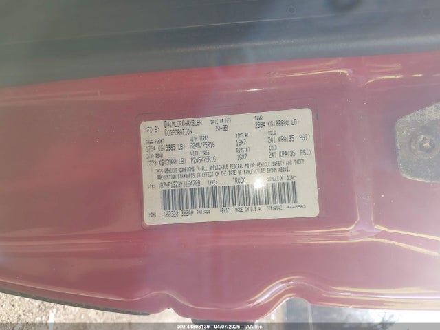 2000 DODGE RAM 1500 1B7HF13Z9YJ164709 Photo 8