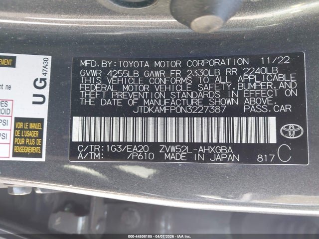 JTDKAMFP0N3227387 Toyota Prius Prime Limited