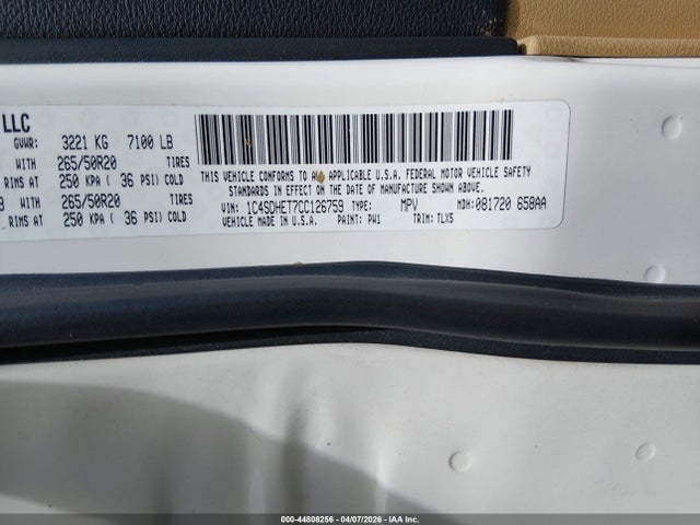 Продажа на аукционе авто 2012 Dodge Durango Citadel, vin: 1C4SDHET7CC126759, номер лота: 44808256