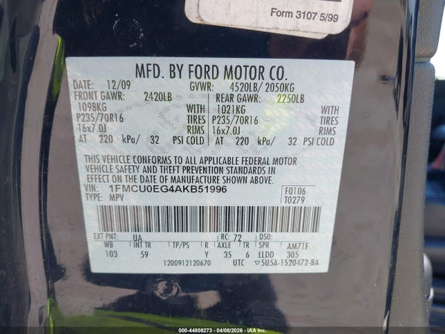 2010 FORD ESCAPE 1FMCU0EG4AKB51996 Photo 8