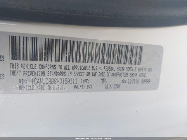 Продаж на аукціоні авто 2017 Jeep Compass Sport 4x4, vin: 1C4NJDBB6HD190111, номер лоту: 44808389
