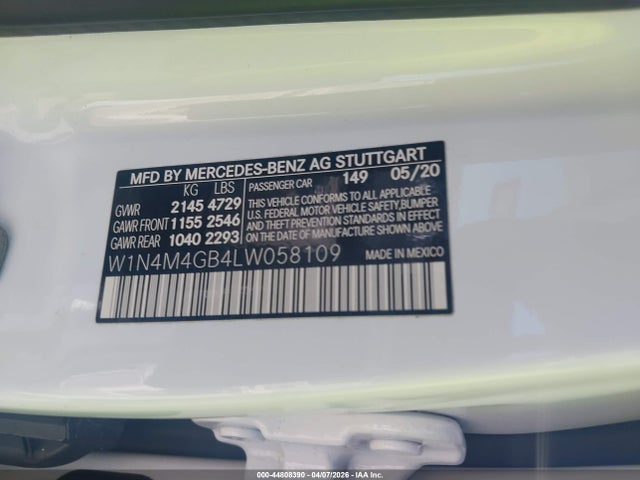 Продаж на аукціоні авто 2020 Mercedes-benz Glb 250, vin: W1N4M4GB4LW058109, номер лоту: 44808390