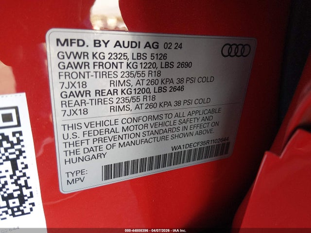WA1DECF35R1102644 Audi Q3 Premium 45 Tfsi S Line Quattro Tiptronic