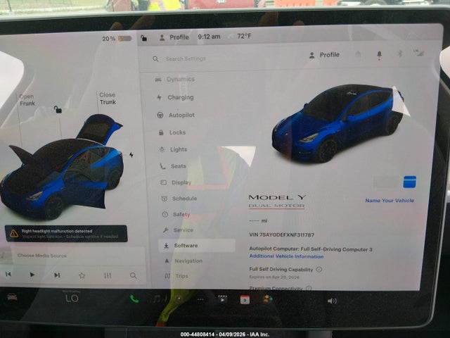 Aukcja sprzedaży 2022 Tesla Model Y Performance Dual Motor All-wheel Drive, vin: 7SAYGDEFXNF311787, numer aukcji: 44808414