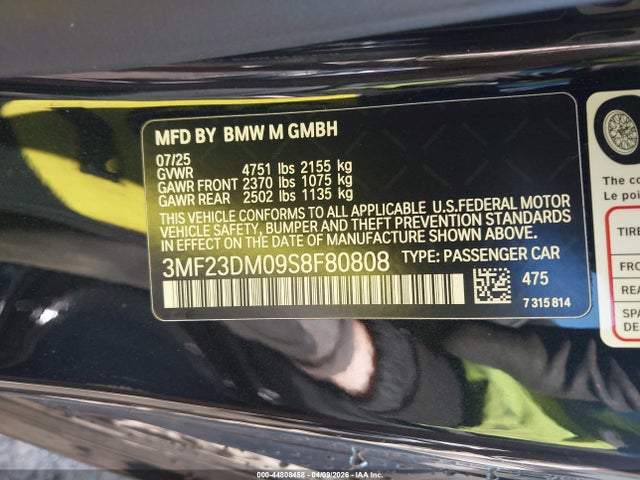 Aukcja sprzedaży 2025 Bmw M2, vin: 3MF23DM09S8F80808, numer aukcji: 44808458