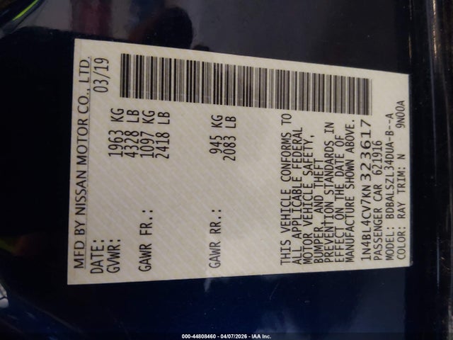 Nissan Altima 2.5 Sr 2019 1N4BL4CV7KN323617 Image 9
