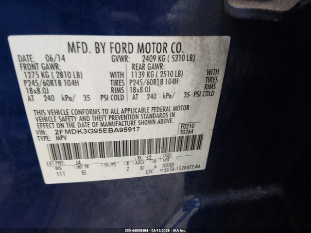 Ford EDGE SE 2014 2FMDK3G95EBA95917 Image 9