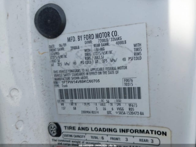 2009 FORD F-150 1FTPW14V69KC60705 Photo 8