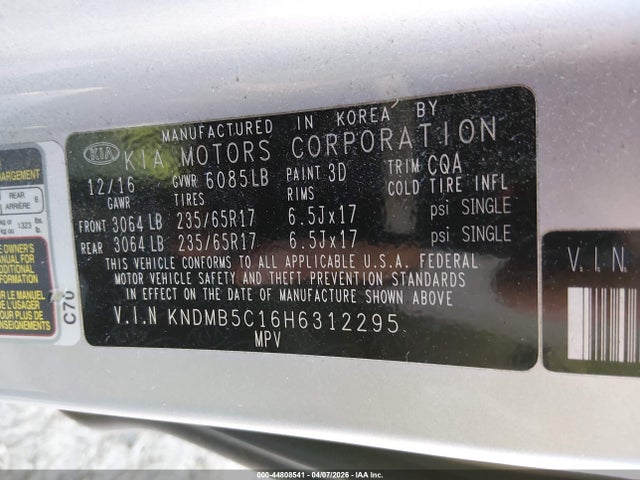 Продаж на аукціоні авто 2017 Kia Sedona Lx, vin: KNDMB5C16H6312295, номер лоту: 44808541