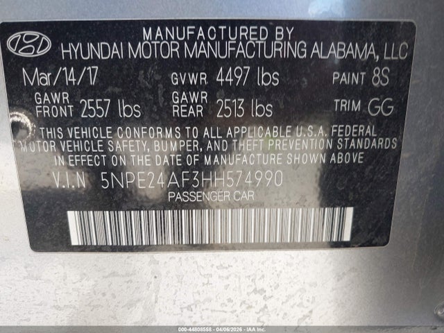 5NPE24AF3HH574990 Hyundai Sonata
