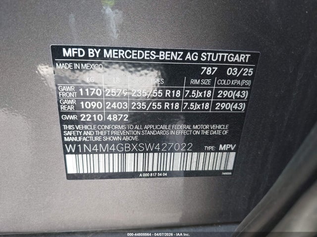 Auction sale of the 2025 Mercedes-benz Glb 250, vin: W1N4M4GBXSW427022, lot number: 44808564