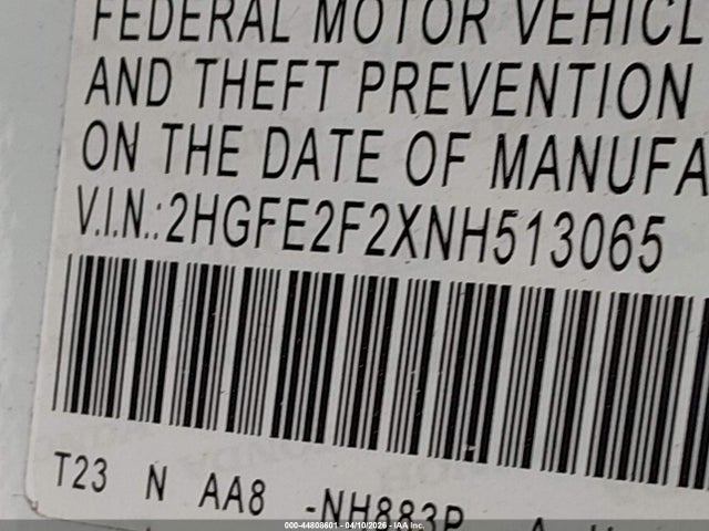 2HGFE2F2XNH513065 Honda Civic Lx
