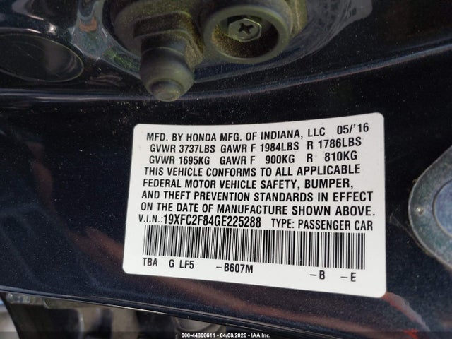 Honda CIVIC EX 2016 19XFC2F84GE225288 Image 9