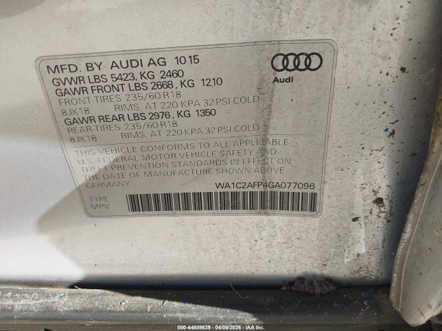 2016 AUDI Q5 WA1C2AFP4GA077096 Photo 8