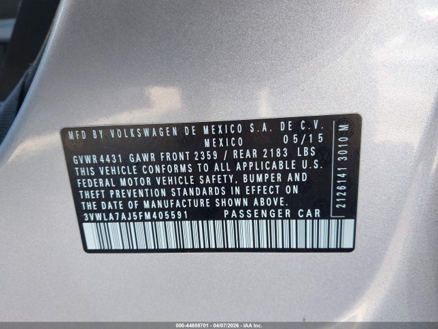 Продаж на аукціоні авто 2015 Volkswagen Jetta 2.0l Tdi S, vin: 3VWLA7AJ5FM405591, номер лоту: 44808701