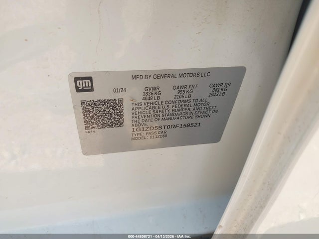 44808721 :رقم المزاد ، 1G1ZD5ST0RF158521 vin ، 2024 Chevrolet Malibu Fwd 1lt مزاد بيع