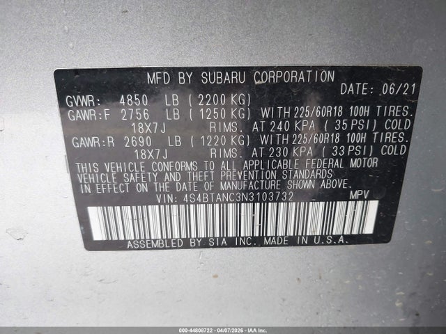 Subaru Outback Limited 2022 4S4BTANC3N3103732 Image 9