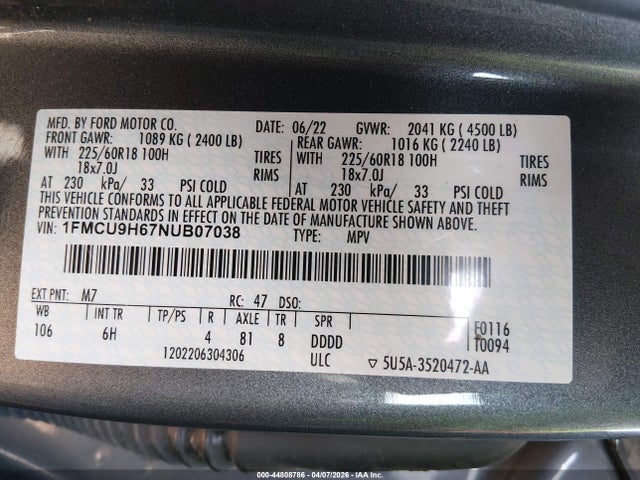 2022 FORD ESCAPE 1FMCU9H67NUB07038 Photo 8