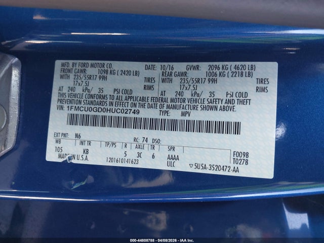 2017 FORD ESCAPE 1FMCU0GD0HUC02749 Photo 8