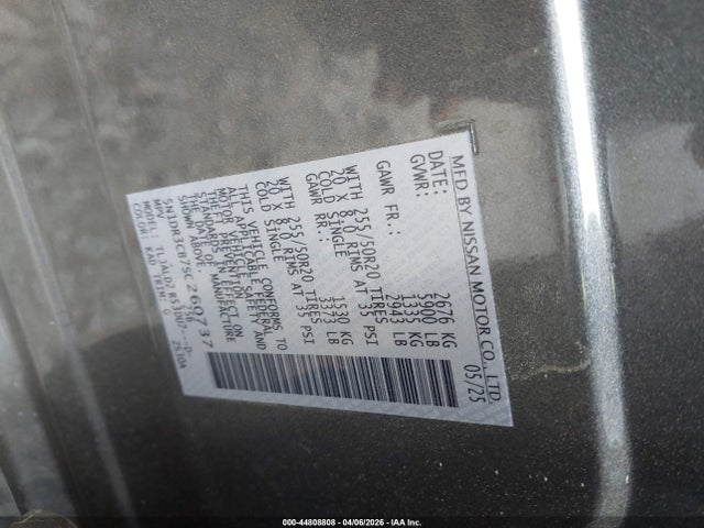 Продажа на аукционе авто 2025 Nissan Pathfinder Sl Fwd, vin: 5N1DR3CB7SC260737, номер лота: 44808808